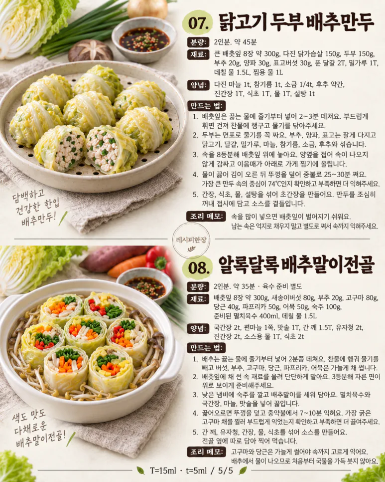 배추 한 통 샀는데 쌈만 먹었다면 — 전·만두·짬뽕까지 8가지