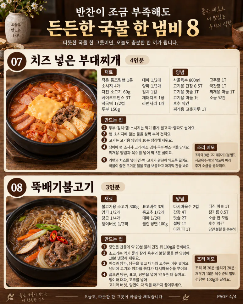 저녁 반찬이 허전한 날찌개부터 뚝배기불고기까지 국물요리 8가지