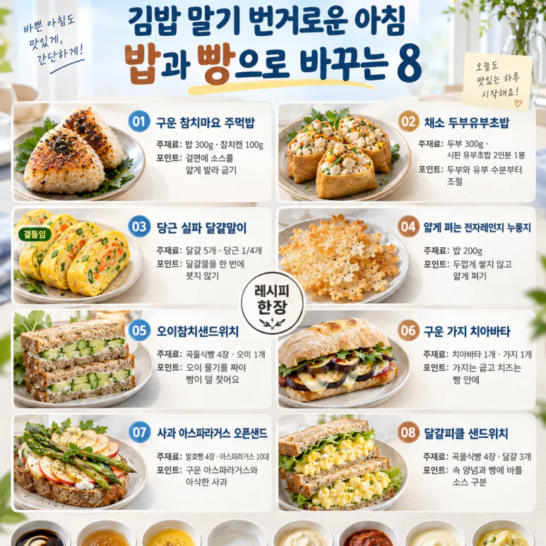 ¡Con esto por la mañana, es muy nutritivo! 8 menús de desayuno hechos con arroz y pan.