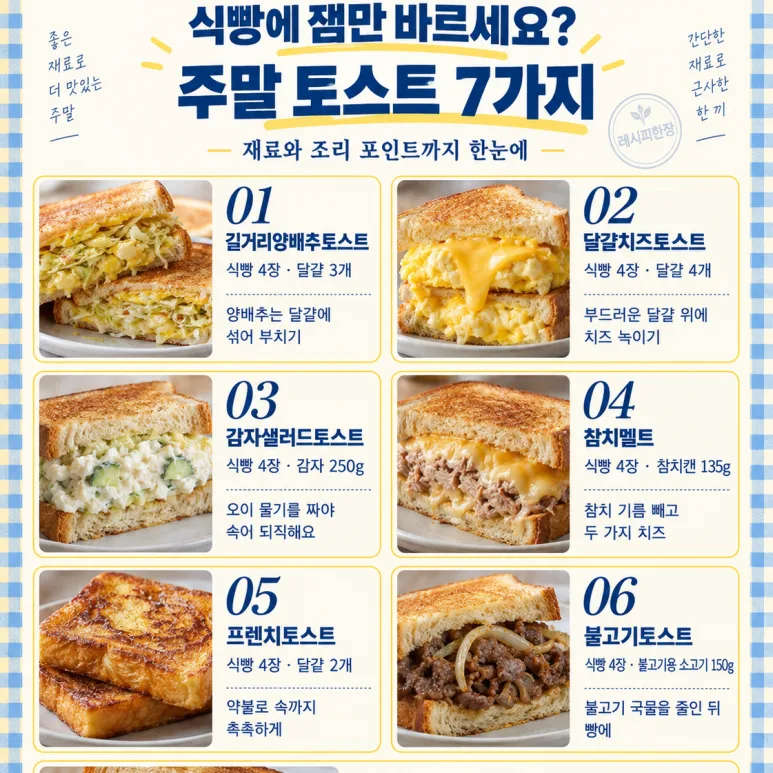 식빵에 잼만 바르던 집 — 주말 아침이 달라지는 토스트 7가지