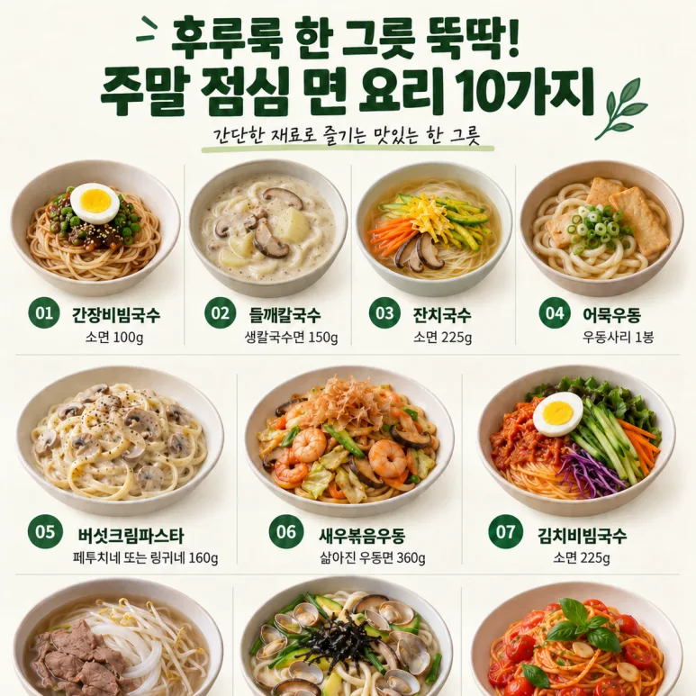 주말 점심, 이 중에 뭐 먹지? 입맛 확 당기는 면 요리 10가지
