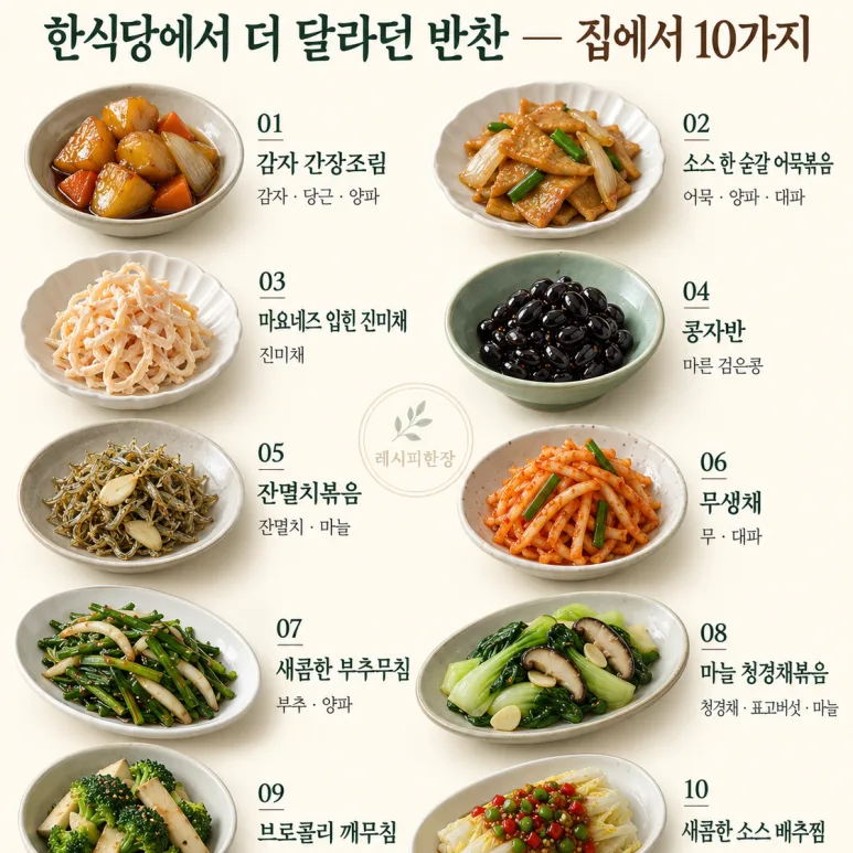 한식당 가면 꼭 두 번 먹던 그 반찬! 집에서 만드는 10가지