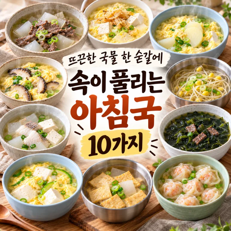 뜨끈한 국물 한 숟갈에 속이 풀리는 아침국 10가지