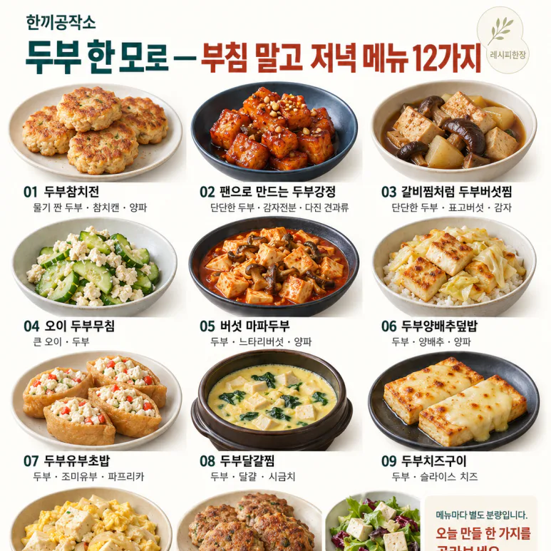 두부 한 모가 이렇게 달라진다고? 매일 먹어도 안 질리는 저녁 메뉴 12가지