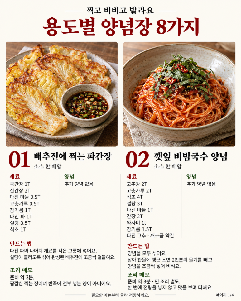 In the past, there was mustard sauce for parganjang and cold dishes — 8 types of seasoning sauces to choose from.