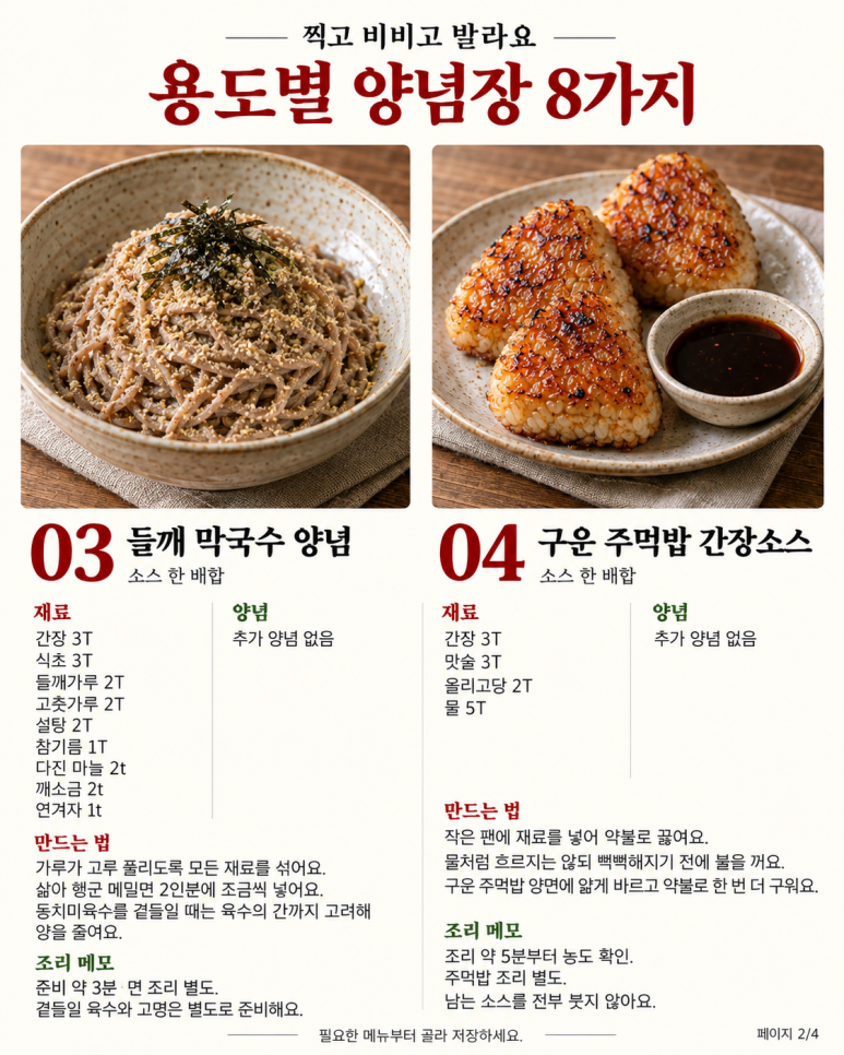 In the past, there was mustard sauce for parganjang and cold dishes — 8 types of seasoning sauces to choose from.