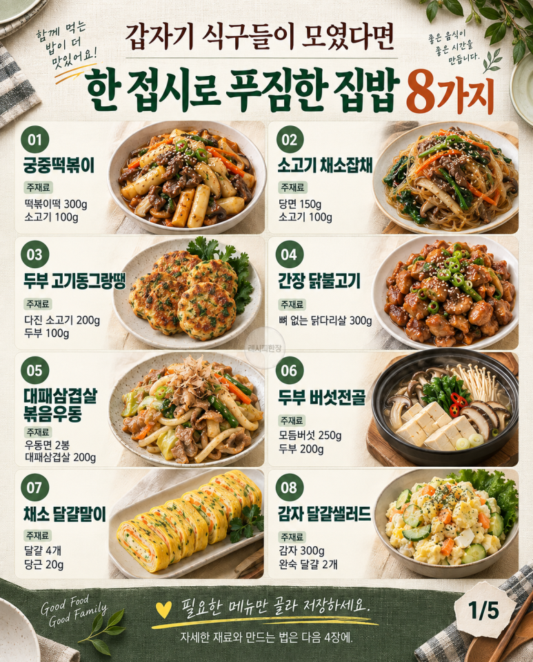 갑자기 식구들이 모였다면 — 한 접시로 푸짐한 집밥 8가지