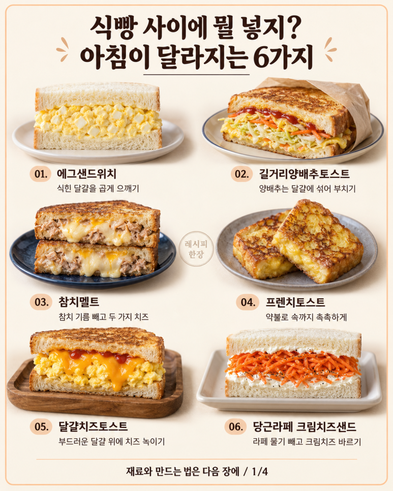 식빵 사둔 아침, 잼 말고 뭘 넣지? 아침이 달라지는 6가지
