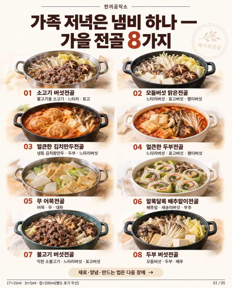 가족 저녁은 냄비 하나 — 가을 전골 8가지
