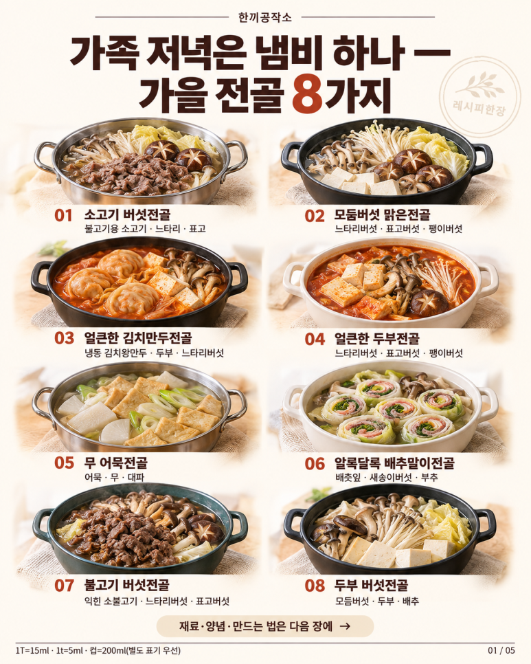 가족 저녁은 냄비 하나 — 가을 전골 8가지