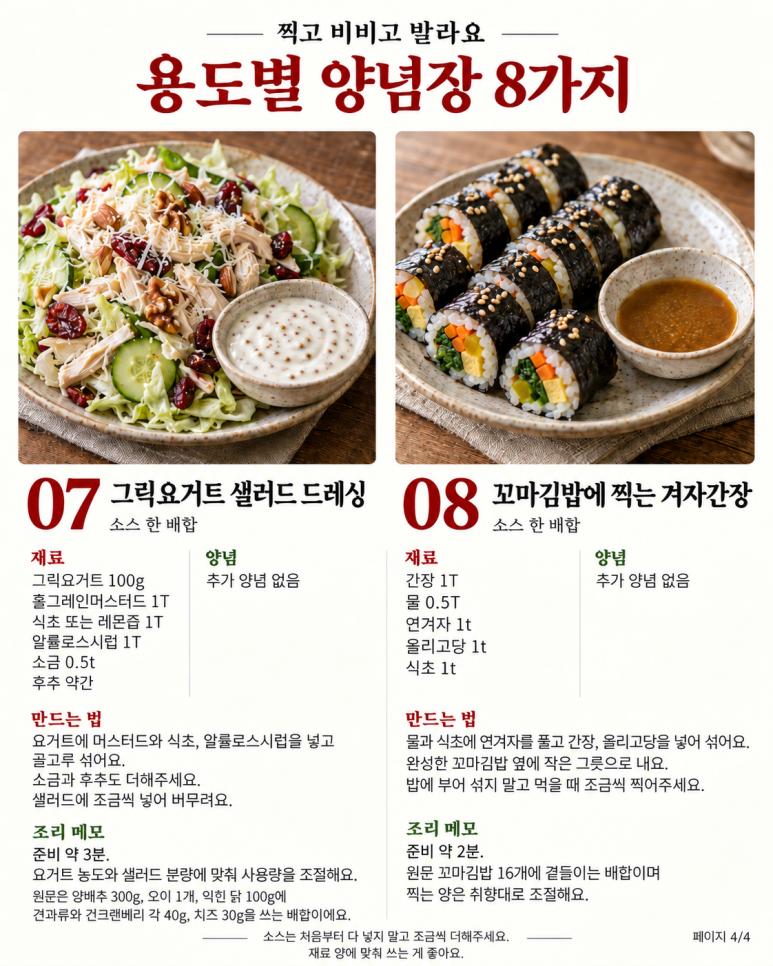 전에는 파간장, 냉채에는 겨자소스 — 골라 쓰는 양념장 8가지