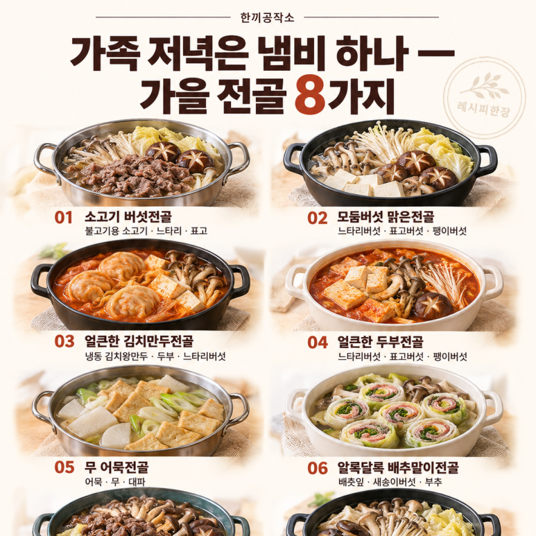 가족 저녁은 냄비 하나 — 가을 전골 8가지