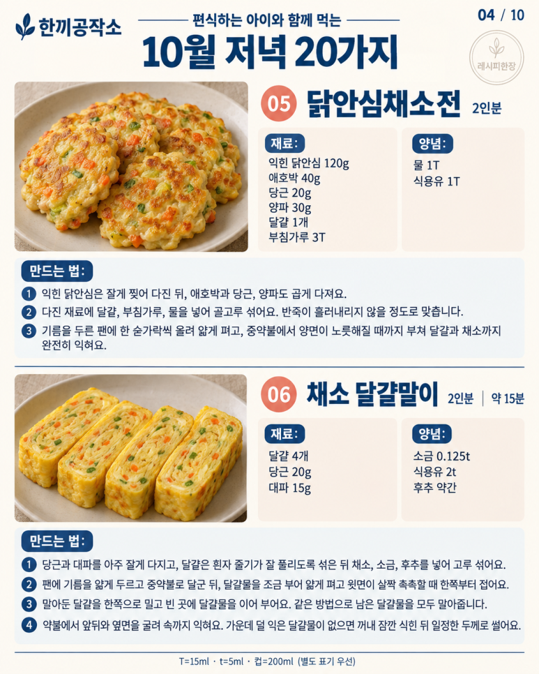 편식하는 아이와 함께 먹는 가을 저녁 20가지