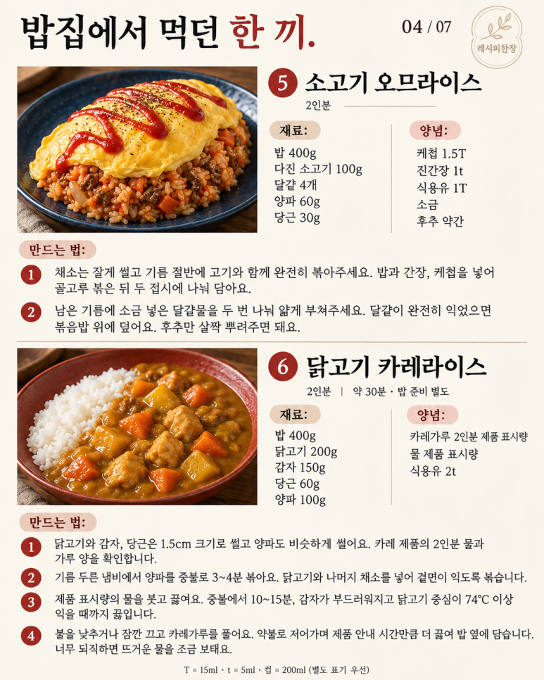 배달앱 열기 전에 보는 집밥 메뉴 12가지
