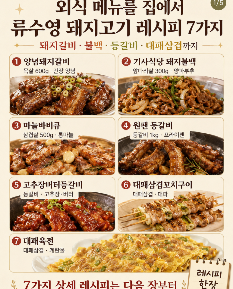 Today, instead of delivery, a plate of meat! Ryu Su-young's 7 pork recipes